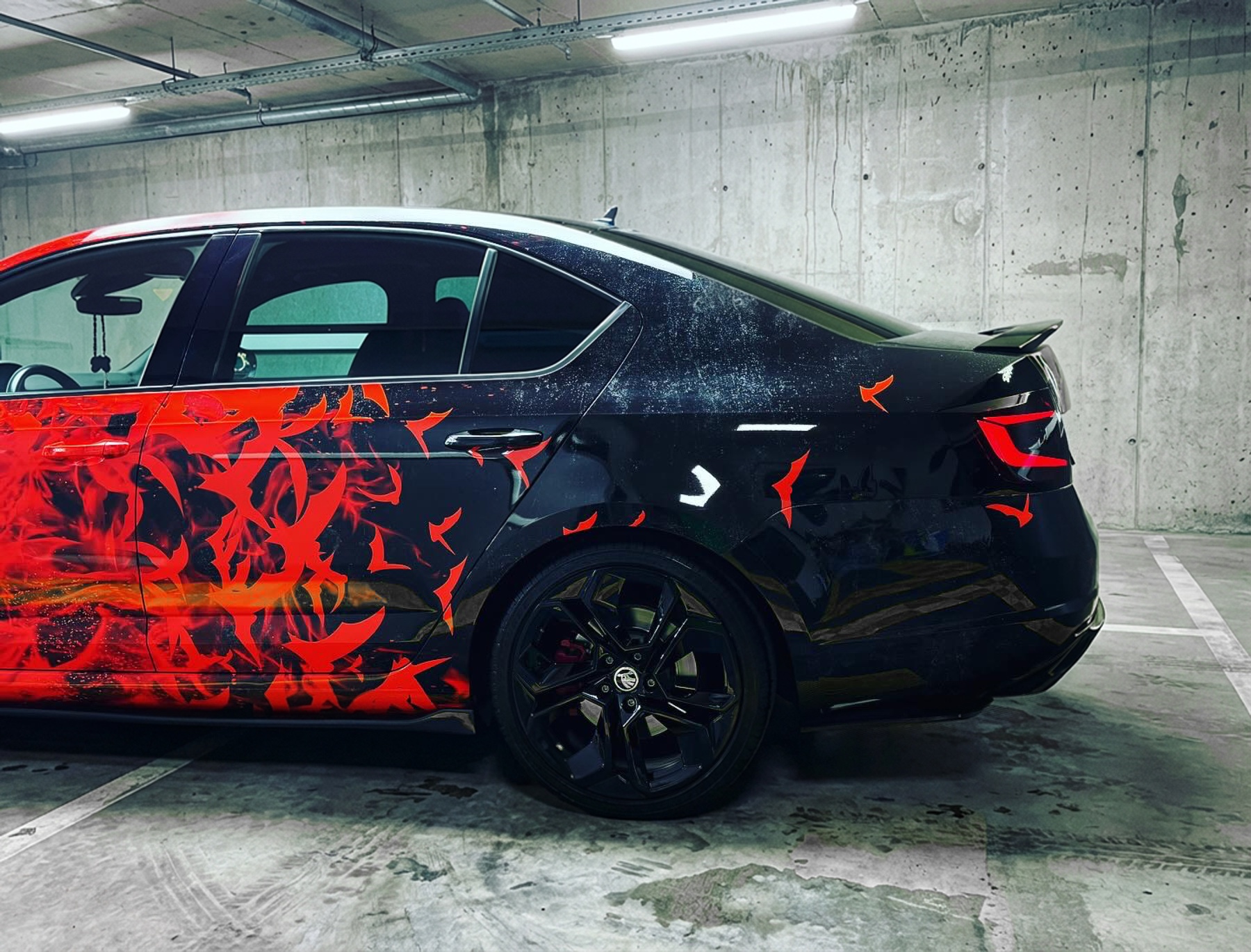 Black and red wrapped car project