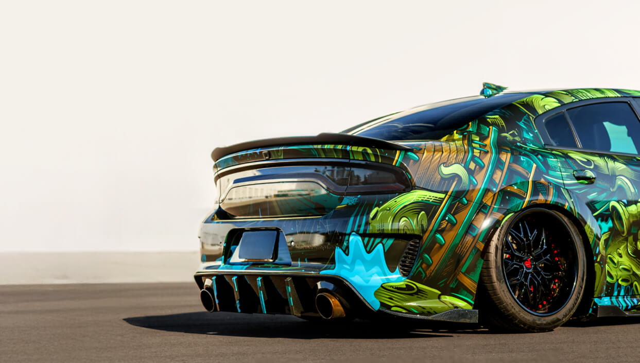 Car with a custom printed wrap